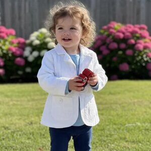 Motionwear Mini White Embroidered Floral Lined Jacket 18-23 Months
